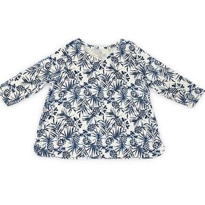 J Jill Top Womens 2X Pima 3/4‎ Sleeve V-Neck Tee Pineapple Print Cotton